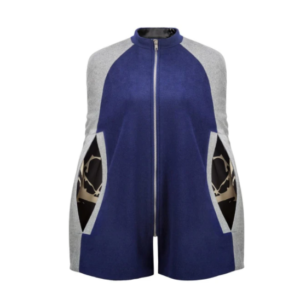 ‘Rosa may’ Wool-Mix Cape with Kintsugi Printed Lining