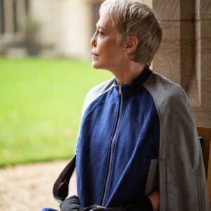 ‘Rosa may’ Wool-Mix Cape with Kintsugi Printed Lining