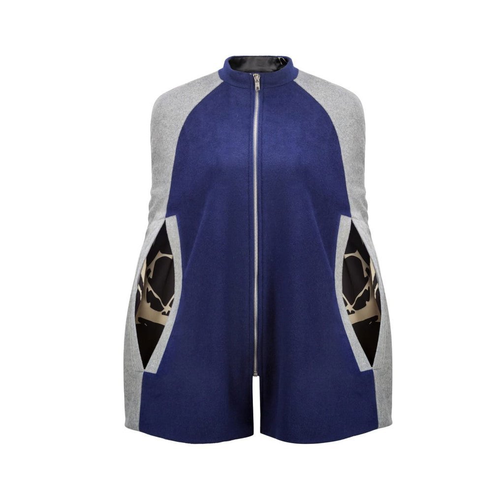 ‘Rosa may’ Wool-Mix Cape with Kintsugi Printed Lining - Image 2