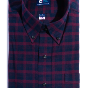 Burgundy Plaid Flannel Long Sleeve Shirt with Magnetic Closures