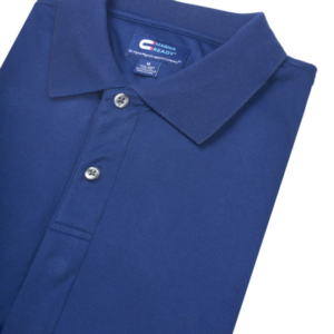 Deep Navy Birdseye Knit Short Sleeve Polo with Magnetic Closures