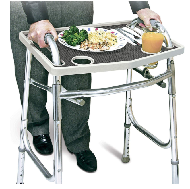 Walker Tray with Non-Slip Grip Mat